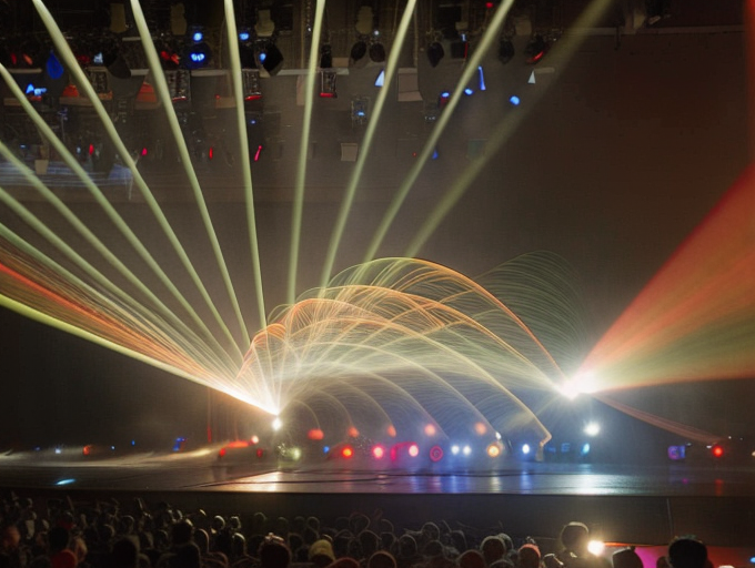 The spectacular effect of releasing colored laser lights for banquet opening special effects, combined with LED screens, the effect is very good