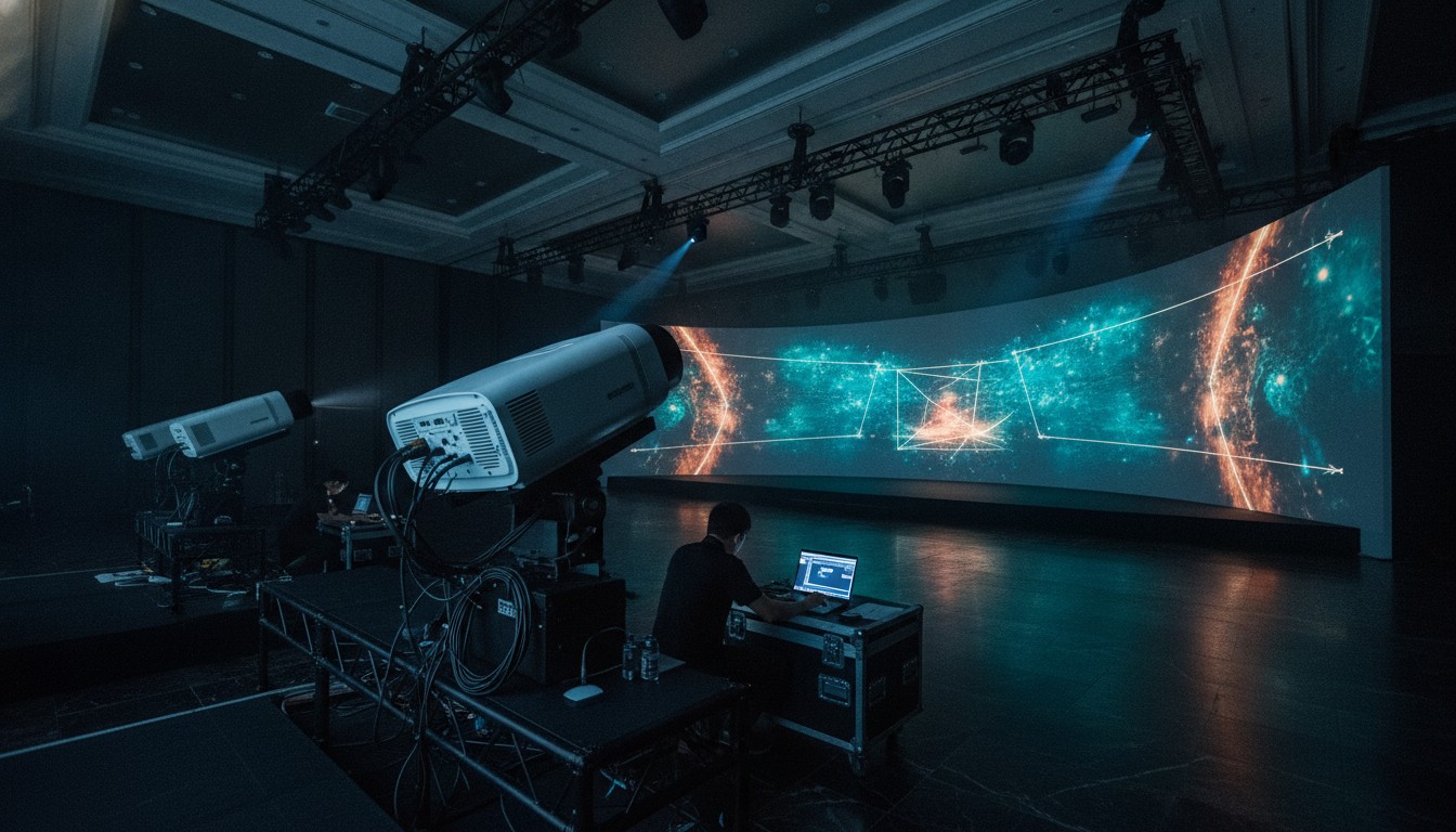 互動投影 香港活動製作 投影機租賃 曲面投影 Mapping 現場技術調試
