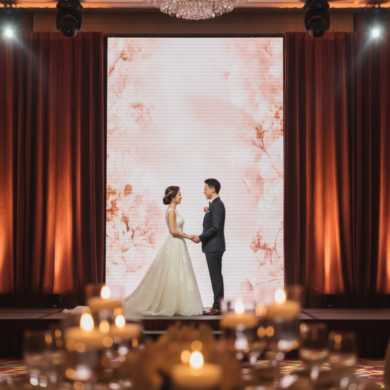 香港婚禮燈光設計 婚宴舞台燈光與 LED 背景 特色圖片
